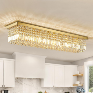 Siljoy Gold Rectangular Raindrop Chandelier: Illuminate your space with sophistication using the Siljoy Gold Rectangular Raindrop Chandelier.