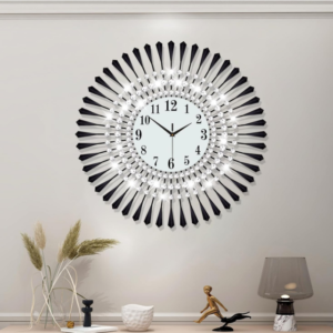 Modern Black Crystal Wall Clock: Upgrade your décor with our Modern Black Crystal Wall Clock, a sleek 24-inch timepiece.