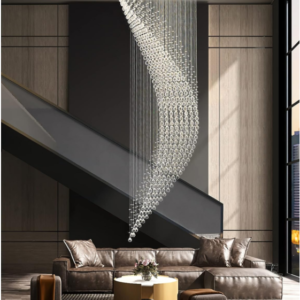 Spiral Raindrop Crystal Chandelier: Elevate your space with the Spiral Raindrop Crystal Chandelier, a beacon of modern elegance.