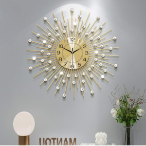 Silent 24-Inch Gold Crystal Wall Clock: Introduce elegance with our Silent 24-Inch Gold Crystal Wall Clock.