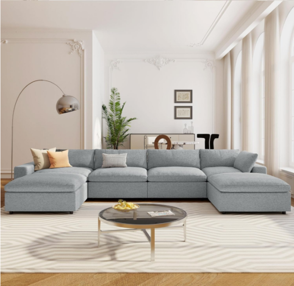 Introducing the Merax Light Grey Down-Filled Sectional Sofa Set, the epitome of comfort and style. Sink into luxurious down-filled cushions as you relax in your living room or apartment.