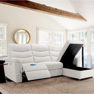 Experience luxury and functionality with the COLAMY Power Reclining Sectional Sofa featuring a convenient storage chaise.
