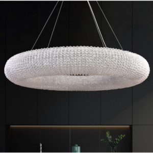 Modern Crystal Orb Ring Chandelier: Illuminate your space with modern elegance using our Modern Crystal Orb Ring Chandelier.