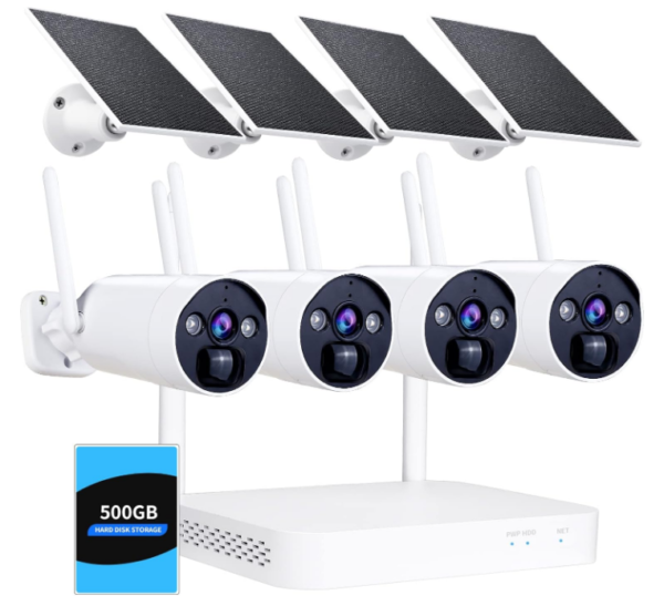 4 PCS 2K HD Solar Camera System: Wireless Outdoor Security