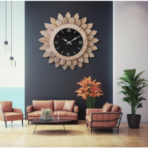 Boho Sunburst 24'' Wood Wall Clock: Introduce rustic charm with our Boho Sunburst 24'' Wood Wall Clock, featuring a silent mechanism.