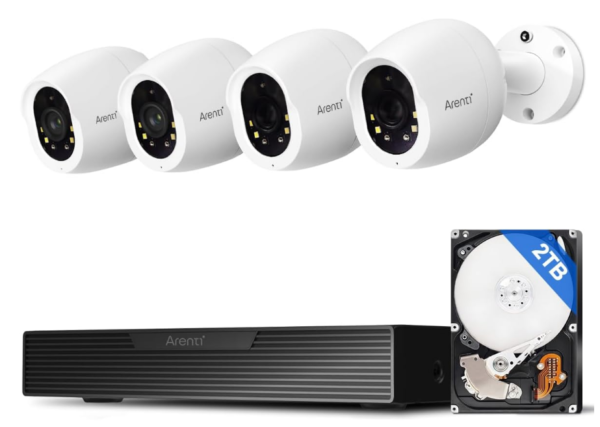 Experience unparalleled security with the ARENTI 4K PoE Security System, boasting advanced AI detection capabilities and four high-resolution cameras.