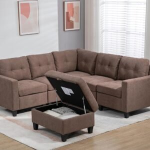 Enhance your living room with our Modern L-Shaped Sectional Sofa Couch, boasting elegant gray upholstery.