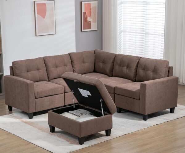 Enhance your living room with our Modern L-Shaped Sectional Sofa Couch, boasting elegant gray upholstery.