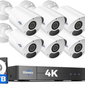 Safeguard your home with the Hiseeu 4K PoE Security System, featuring six high-resolution cameras and a spacious 3TB HDD for extensive storage.