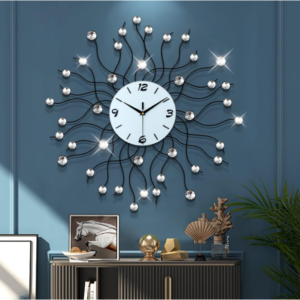 Modern Large Crystal Wall Clock: Enhance your decor with our Modern Large Crystal Wall Clock, a stunning 24-inch timepiece.