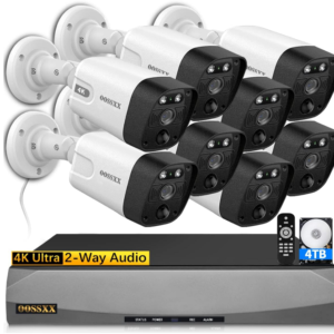 Elevate your home security with 8 Outdoor 4K PoE Security Cameras. Featuring 2-way audio functionality,