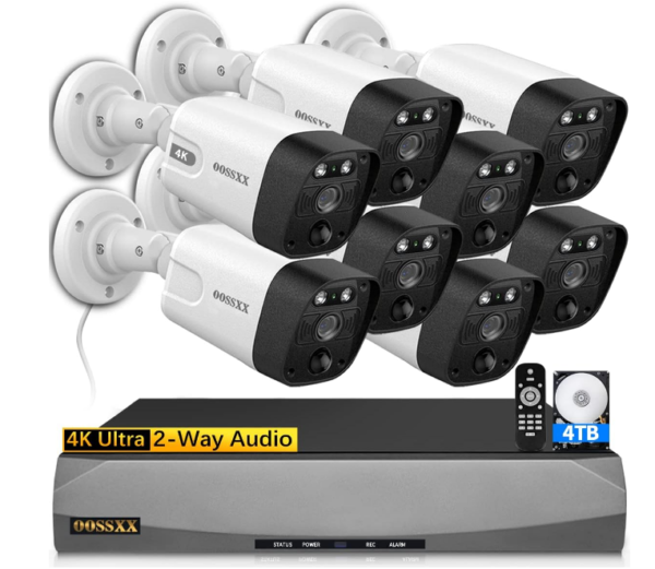 Elevate your home security with 8 Outdoor 4K PoE Security Cameras. Featuring 2-way audio functionality,