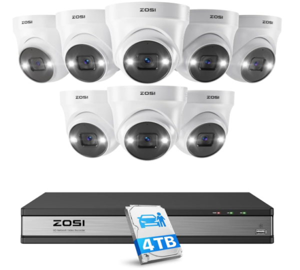 Experience enhanced security with the ZOSI 16CH 4K PoE Security System, featuring advanced person/vehicle detection and 2-way audio communication.