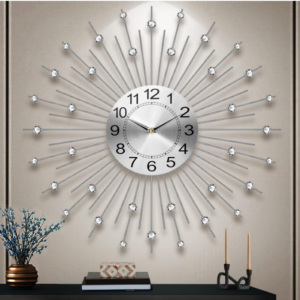 Modern Silver Crystal Wall Clock: Elevate your space with our Modern Silver Crystal Wall Clock.