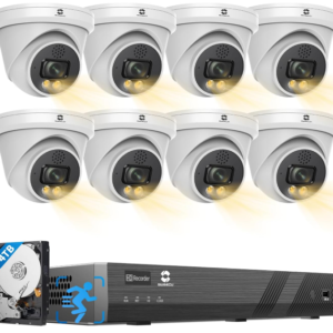 Safeguard your property with the GWSECU 4K PoE Security System, equipped with advanced AI detection for precise monitoring of human and vehicle activity.