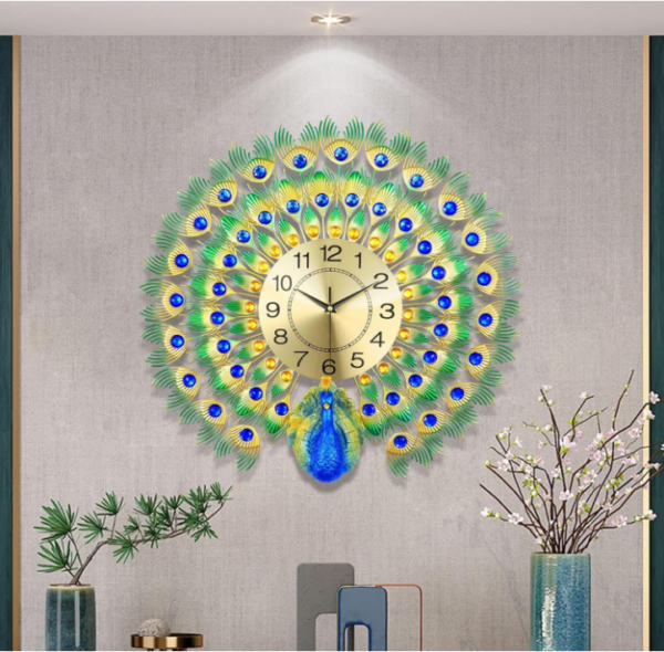 Peacock Wall Clock: Enhance your décor with our Peacock Wall Clock, measuring 23.7 inches.