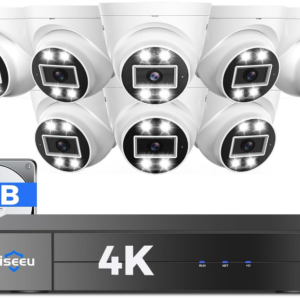 Experience robust surveillance with the Hiseeu 8MP/4K PoE Security System, featuring 8 cameras and a spacious 3TB HDD for ample storage.