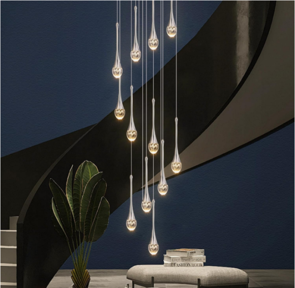 Spiral Raindrop Crystal Chandelier: Illuminate your space with modern sophistication using the Spiral Raindrop Crystal Chandelier.