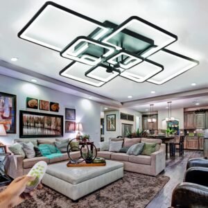 Illuminate your space in sleek sophistication with our Square Black LED Ceiling Light. Measuring 41.7 inches, this modern fixture boasts a contemporary square design that adds a touch of elegance to any room.