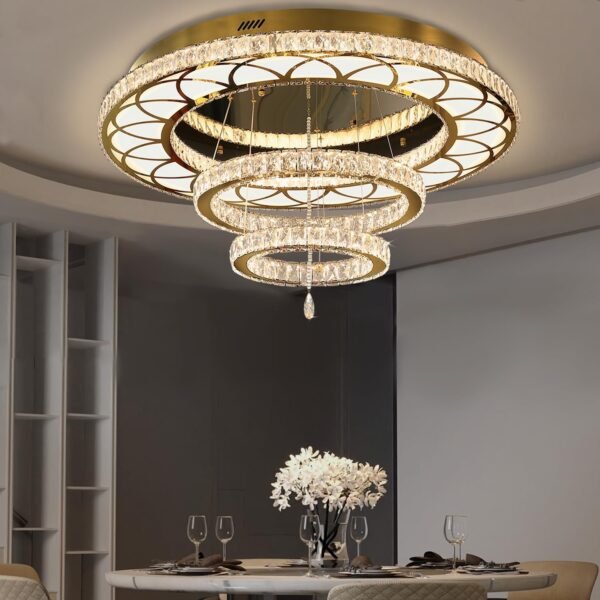 Enhance your space with our luxurious W24'' Gold Crystal Chandeliers.