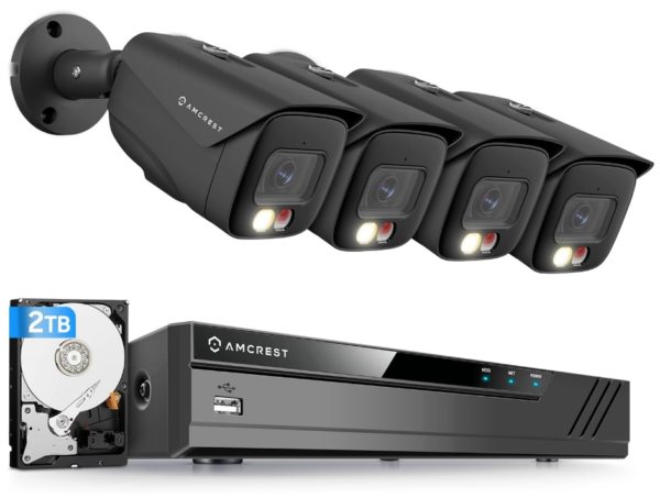 Secure your property with the Amcrest 4K Security System, equipped with four high-resolution cameras and a pre-installed 2TB HDD for extensive storage.