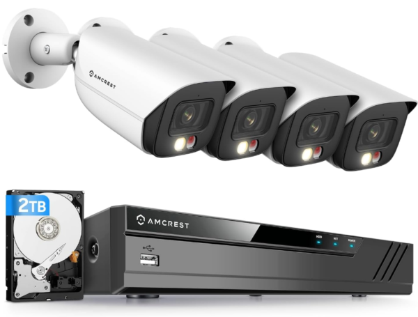 Enhance your security with the Amcrest 4K Security System, featuring four high-resolution cameras and a pre-installed 2TB HDD for ample storage.