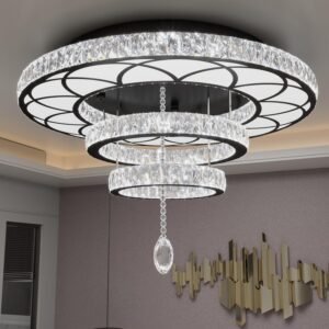 Illuminate your space with opulent charm using our W32'' Modern Black Crystal Chandeliers. These dazzling fixtures blend contemporary design with timeless elegance, creating a focal point in any room.