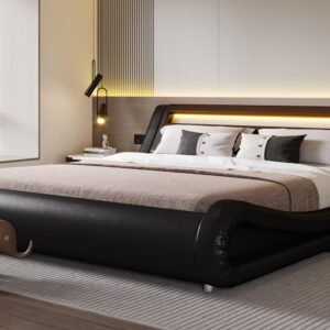 Experience the epitome of comfort and style with our LED King Bed. Crafted with a sleek design and a low-profile sleigh structure,