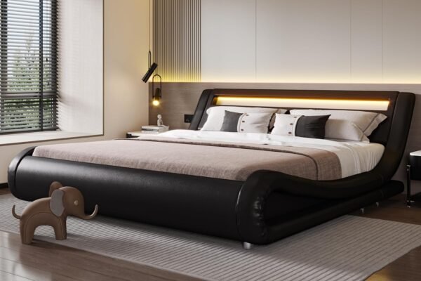 Experience the epitome of comfort and style with our LED King Bed. Crafted with a sleek design and a low-profile sleigh structure,