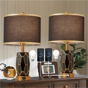 Elevate your bedroom or living room with the Modern Touch Control Table Lamps Set. This stylish duo combines functionality with elegance, featuring sleek black and white